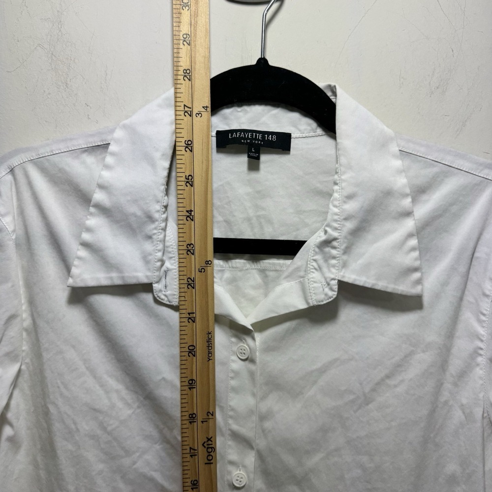 Lafayette 148 Preppy Business Button Up Shirt Women's L Off White Long Sleeve - Picture 4 of 12